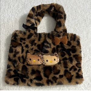 Hello Kitty New in Bag Kids Furry Leopard Print Bag Tote Purse